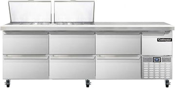 CRA93-24M-D Mighty Top Refrigerated Base Sandwich Unit, 93" W, With 24 Pan Openings & Drawers