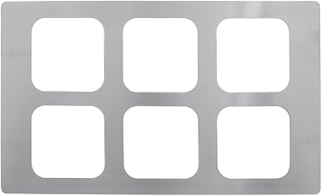HUBERT Food Bar Template 1/6 Size Stainless Steel Curveware Template - 21" L x 12 3/4" W x 3/4" H