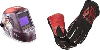 Jackson Safety Premium Auto Darkening Welding Helmet (47103) Bundle with Lincoln Electric Traditional MIG/Stick Welding Gloves