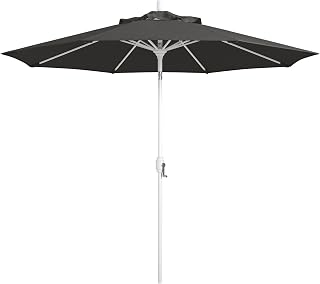 California Umbrella 10-Year Protection 9-Ft Patio Umbrella, Pacifica Fade-Resistant Fabric, Crank Lift, Push Button Tilt, 8-Rib Heavy Duty Aluminum Frame, Matted White Pole