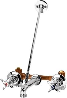T&S Brass B-0697-ST Service Sink Faucet, Concealed Mixing Valve, Integral Stops, Wall Brace, 3/4" Hose Thread