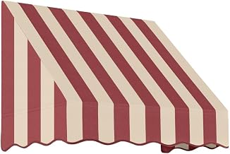 AWNTECH 3.375 Ft San Francisco Elegant Slope Style Door/Window Awning Fixed Outdoor Canopy 40.5 Inch W x 24 Inch H x 48 Inch Proj, Burgundy and Tan Stripe