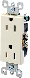 Leviton 5325-A 15 Amp, 125 Volt, Decora Duplex Receptacle, Residential Grade, Grounding, Almond