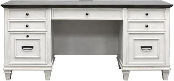 Starlight Hartford Wood Credenza, 69.5" W, 4 Drawers (1 Locking File), Dropfront Keyboard, Power Center with USB/AC, Printer Pullout, White