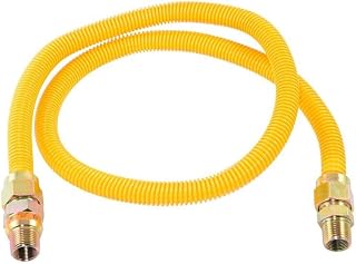 Eastman 30YE50V048B Gas Connector, 3/8 x 1/2 in, FIP x MIP, Stainless Steel, Epoxy-Coated, 48 in L, 5/8 in OD