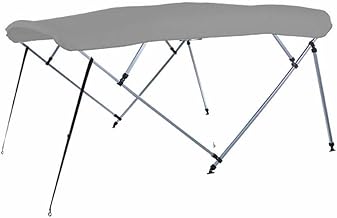 7.6 oz Gray 4 Bow Square Tube Boat Bimini TOP with Running Light Cutout Sunshade Compatible for Avalon Excalibur 27 Elite 2007