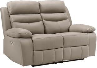 Lexicon Hancock Leather Power Double Reclining Love Seat in Latte