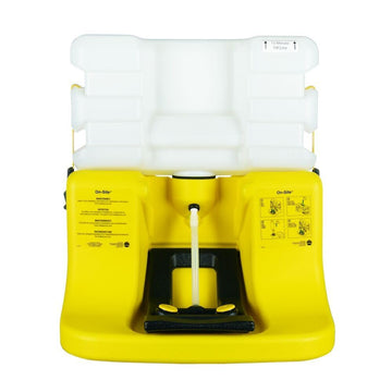 On-Site Portable Gravity-Fed Eyewash by Bradley – Height 24-3/8" Width 22" Depth19", plastic, Yellow, Model S19-921