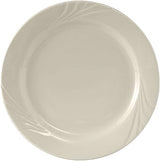 Tuxton China YEA-090 Plate, 9" Diameter, Round, Wide Rim, Embossed, Microwave and Dishwasher Safe, Oven Proof, Fully Vitrified, Ceramic, TuxCare, Healthcare, Monterey, Pack of 24
