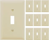 Legrand Pass & Seymour TP1ICP Trademaster Mid-Size Unbreakable Nylon Wall Plate, 1 Gang, One Toggle Cover, Ivory (10 Pack)