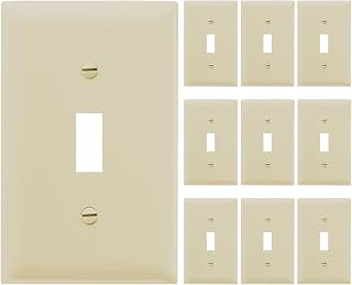 Legrand Pass & Seymour TP1ICP Trademaster Mid-Size Unbreakable Nylon Wall Plate, 1 Gang, One Toggle Cover, Ivory (10 Pack)