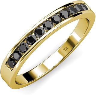 Black Diamond 11 Stone Channel Set Wedding Band 0.60 ctw 18K Yellow Gold