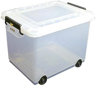 Araven 91183 Food Box with Lid, BPA Free, Wheels Attached, 63.4 Quart, Transparent