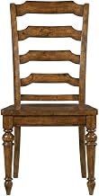 Starlight Canyon Home Alder Veneer Ladderback Side Chair, Distressed-Finish Wooden Dining Chair for Kitchen or Dining Room, Brown