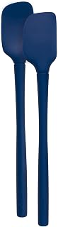 Tovolo Flex Core Mini Silicone Spatula Spoonula Set of 2 for Cast Iron Non Stick Cooking & Baking, Dishwasher Safe Spatula & Spoonula All Silicone Heat Resistant BPA Free Kitchen Utensil, Deep Indigo
