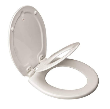 Round Toilet Seat by Bemis – One Size, Wood, White, Model 88SLOW-000