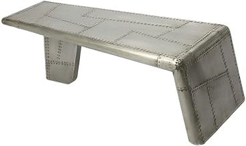 Starlight Canyon Home Mango Wood and Aluminum Coffee Table with Distressed-Finish Top, Industrial-Style Cocktail Table for Living Room, Den