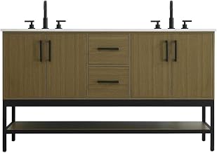 60" Double Bathroom Vanity in Chestnut Brown