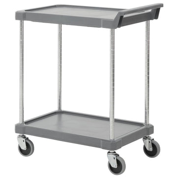 Utility Cart with 2-Shelves Charcoal Grey Plastic - 29 1/4 L x 17" W x 35 1/4 H by HUBERT – Plastic, Gray, Model HUB16UC2-18