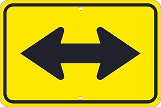 NMC TM255K Large Arrow One Direction Traffic Sign – 18 inch x 12 in. High Intensity Reflective Aluminum Sign with Two Direction Arrow Graphic, Black on Yellow