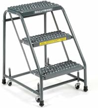 Ballymore 318G Grip 16"W 3 Step Steel Rolling Ladder 10"D Top Step