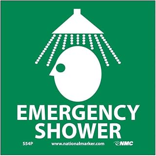 National Marker S54P Pressure Sensitive Vinyl "Emergency Shower" Sign, 7" Length x 7" Width