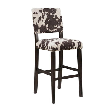Brown Pine and Hardwood Bar Stool with Microfiber Seat by Furnifact – Pine, Local Hardwood, Plywood, Birch, Ca Foam, Microfiber, Rubberwood,MDF, Brown