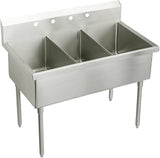 Elkay WNSF83720 Commercial 75" x 27-1/2" Floor Mount Triple Compartment Scullery Sink