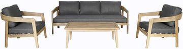 Sintra Outdoor Grey Fabric & Eucalyptus Sofa Set