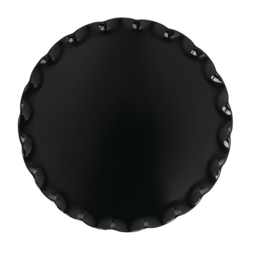 Delfin 11" x 1" Black Round Ruffle Tray by Delfin Design – 11", Melamine, Black, Model TRD-11RF-010