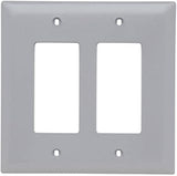 Legrand Pass & Seymour TPJ262GRY Trademaster Jumbo Oversized Unbreakable Nylon Wall Plate, 2 Gang, Two Decorator Rocker GFCI Cover, Gray (1 Count)