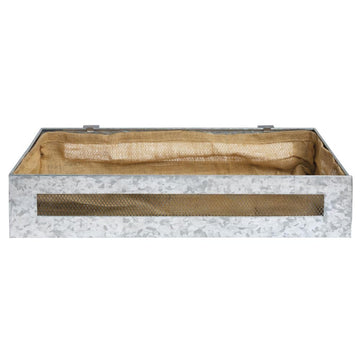 Galvanized Basket with Burlap by HUBERT – Commercial Grade