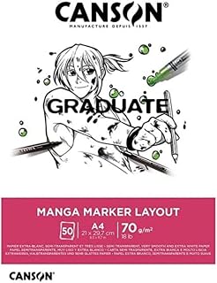 Canson Graduate Manga Marker Paper Pad A4, 70gsm 50 Sheets, Lettering, Illustration & Drawing, Ideal for Student Artists, White