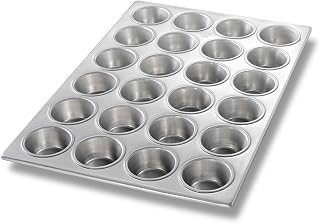 Chicago Metallic Cupcake Pan, 14-1/8" x 20-3/4" overall | 14-1/8" x 20-3/4" overall, makes (24) 2-3/4" dia. cakes, 3.8 oz. capacity each, wire in rim, 20 gauge aluminum, plain