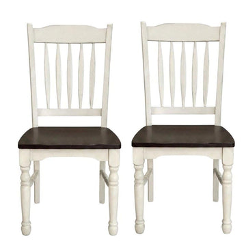 British Isles Brown Slatback Sidechair with Light Distressed Finish by Starlight Canyon Home – Solid Rubberwood, Brown, Pack of 2
