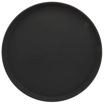 Round Serving Tray Nonskid Black Polypropylene - 14" Dia x 1" H by HUBERT – 14", Plastic, Black