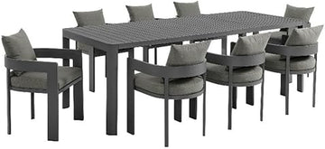 Modway Tahoe Aluminum 9-Piece Patio Dining Set in Gray Charcoal