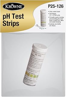 Krowne P25-126 pH Test Strips, Test Acidity (pH) Levels in Sushi ruce, Salsa & Salad Dressing, 50 Strips per Bottle, 1 Package