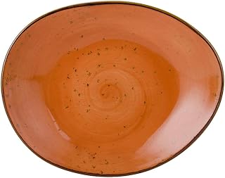 Tuxton Artisan Geode Geode Coral Reactive Natural 8-3/8-Inch Ellipse Plate, Set of 12, Orange; Scratch Resistant; Chip Resistant; Lead & Cadmium Free; Dishwasher, Microwave, Oven Safe