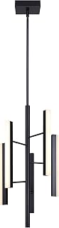 Canarm Yavin 5-Light LED Chandelier, Matte Black Modern Geometric Linear Design with Integrated Dimmable 3CCT, Adjustable Dining or Kitchen Light