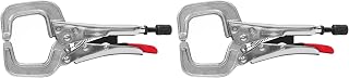6" Locking C-Clamp, Round Tip, Max Clamping Capacity: 2″ (50 mm), Throat Depth: 1-13/16″ (46 mm), Vinyl Coated Quick Release Handle, PR6, Strong Hand Tools (Pack of 2)