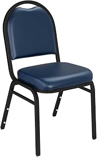 National Public Seating 9200 Series Dome Back Banquet Vinyl Stacking Chair - Set of 2 - Black Santex Frame/Midnight Blue Vinyl