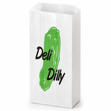 Glownary Printed Paper Pickle Bag – 3 Inches, White, Kraft Paper, 6 1/2 Inches Height, 2000 Count