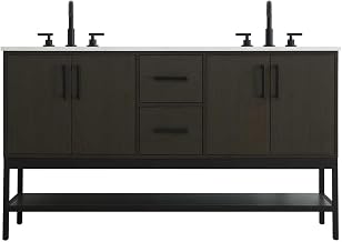 Elegant Kitchen and Bath 60" Double Bathroom Vanity in Mocha Brown