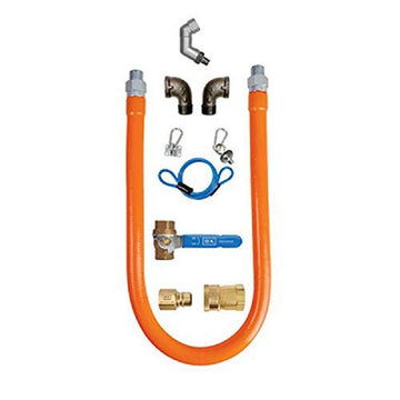 BK Resources Swivel Pro Gas Hose Connection Kit with Accessories – Stainless Steel, 1/2 Inch Diameter, 48 Inch Long Hose, Model BKG-GHC-5048-SW3