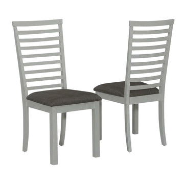 Rubberwood Upholstered Ladder Back Side Chairs Set of by Starlight Canyon Home – Rubberwood Solids with Mindy Veneers, Grey, Pack of 2