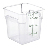 Clear Square Food Storage Container - 7 13/100" L x 7 13/100" W x 7 29/100" H by HUBERT – Polycarbonate (PC), Clear, Model 0105002-PC