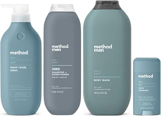 Method Sea + Surf, Body Lotion 14 Fl Oz, Deodorant 2.65 Oz, Body Wash 18 Fl Oz, Men’s 2-in-1 Shampoo 14 Fl Oz (Variety Pack)