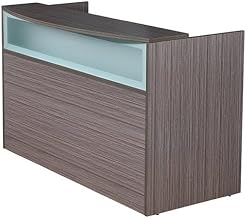 Boss Office Products 71" Plexiglass Reception Desk in Driftwood