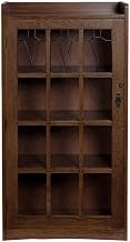 Crafters and Weavers Mission Leaded Glass Bookcase with Lock & Key in Walnut